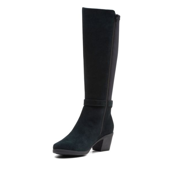 Clarks Womens Un Lindel Hi Knee High Boots Black | UK-326518